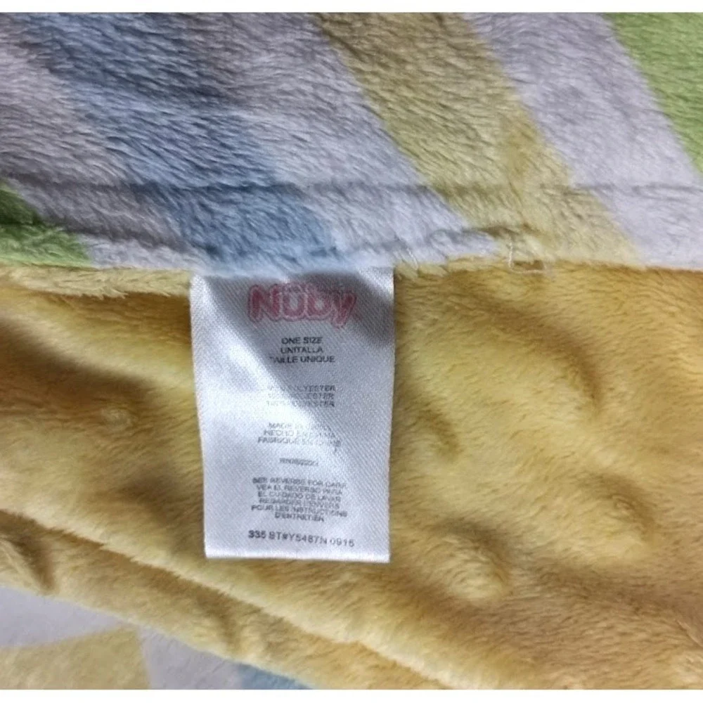 Nuby Chevron Baby Blanket Yellow White Green Blue ZIg Zag Minky Dot Lovey Unisex